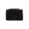 Petit sac tissé garni cuir noir avec motif blanc à bandoulière réglable, modèle chic et intemporel pour femme | Dovelya